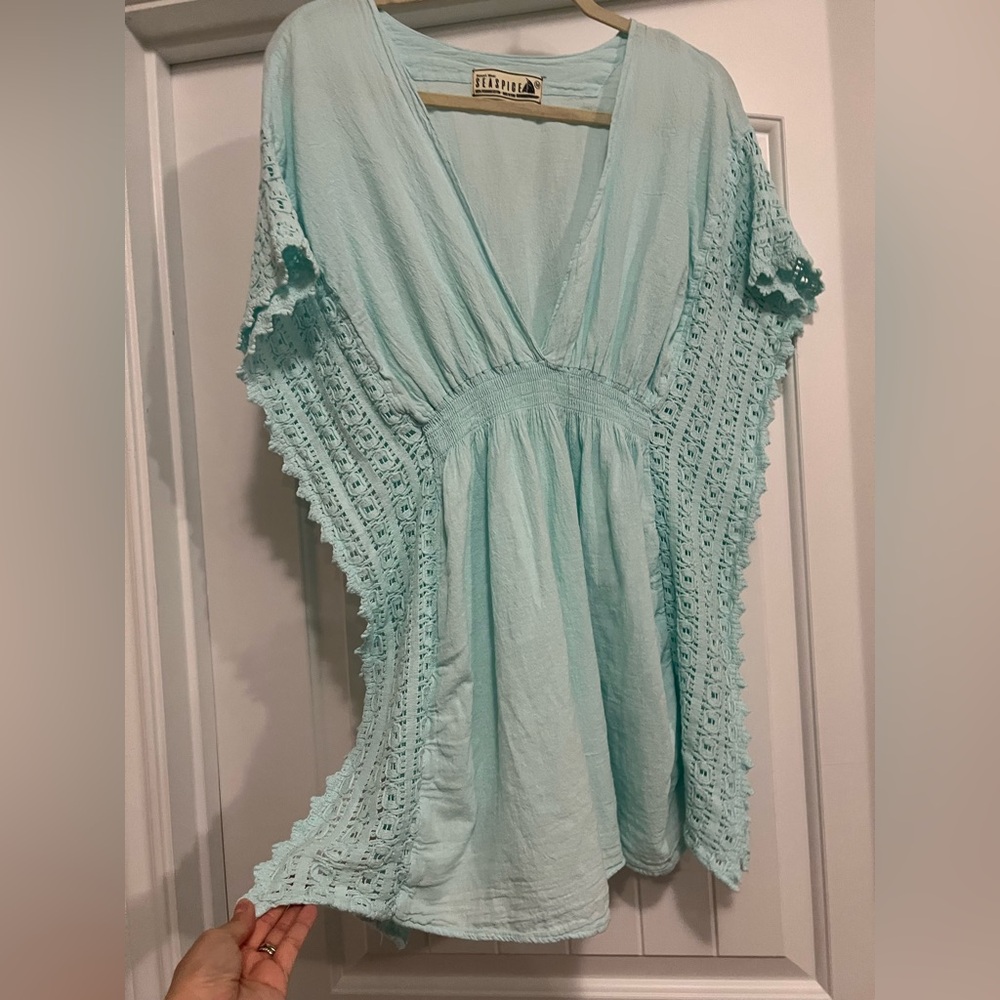 SeaSpice Resort Wear “Isla” Cover Cotton Mini Dress EUC – Baby Turquoise Cruise - Picture 4 of 9